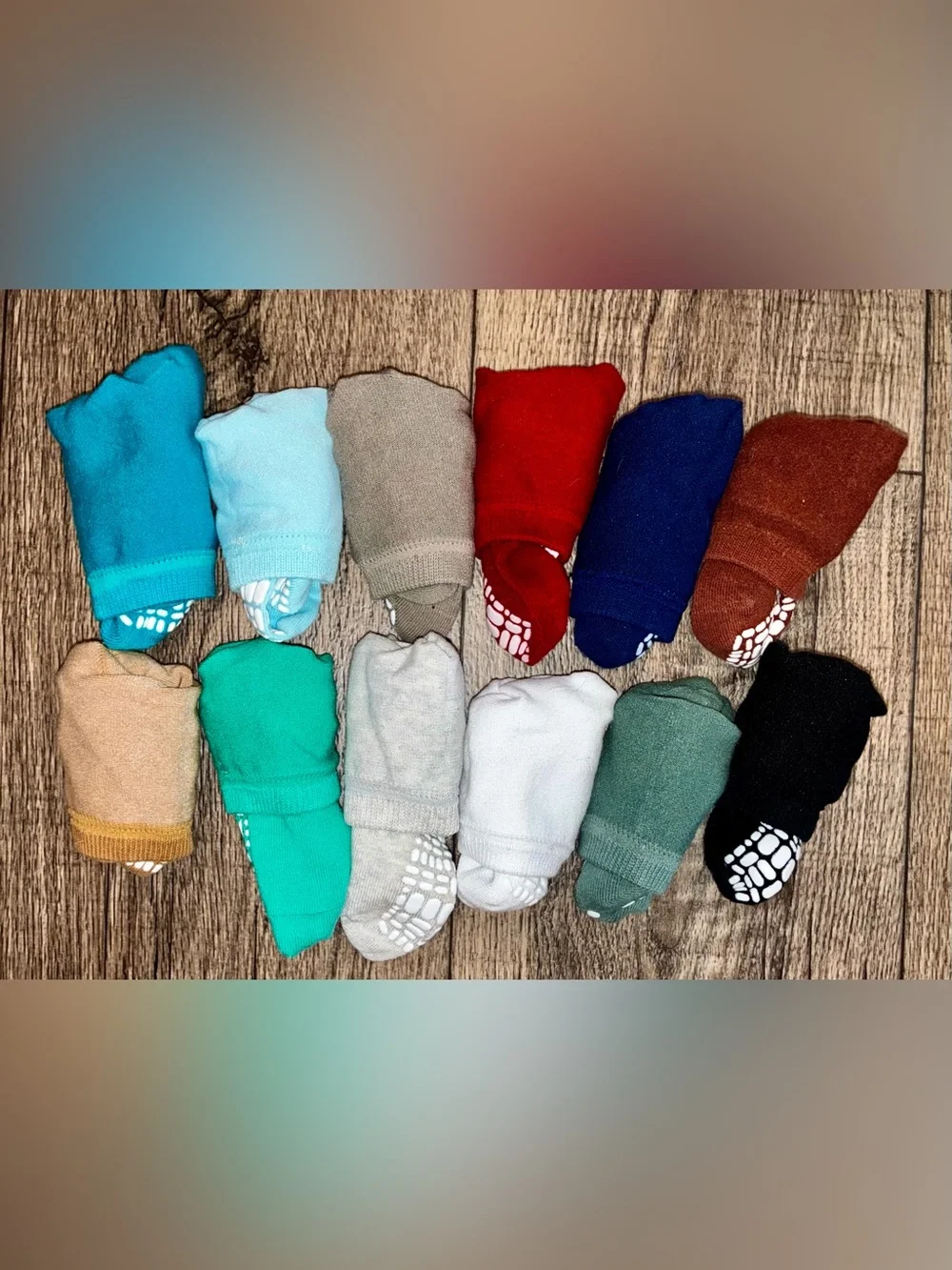 Amazon Kids Assorted Grip Crew Socks - Teal, Light Blue, Gray, Red, Navy & More